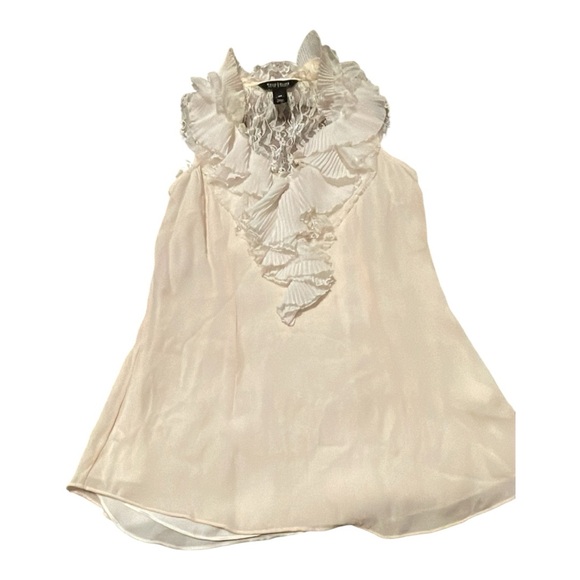 White House Black Market Tops - White House Black Market Cream Ruffle Blouse